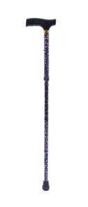 Canne fantaisie pliante et réglable en hauteur noir floral