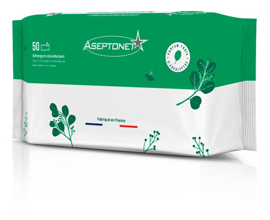 Lingettes Désinfectantes ASEPTONET - 100 Lingettes Parfum Niaouli - Pour Surfaces, Mains (selon Usage)